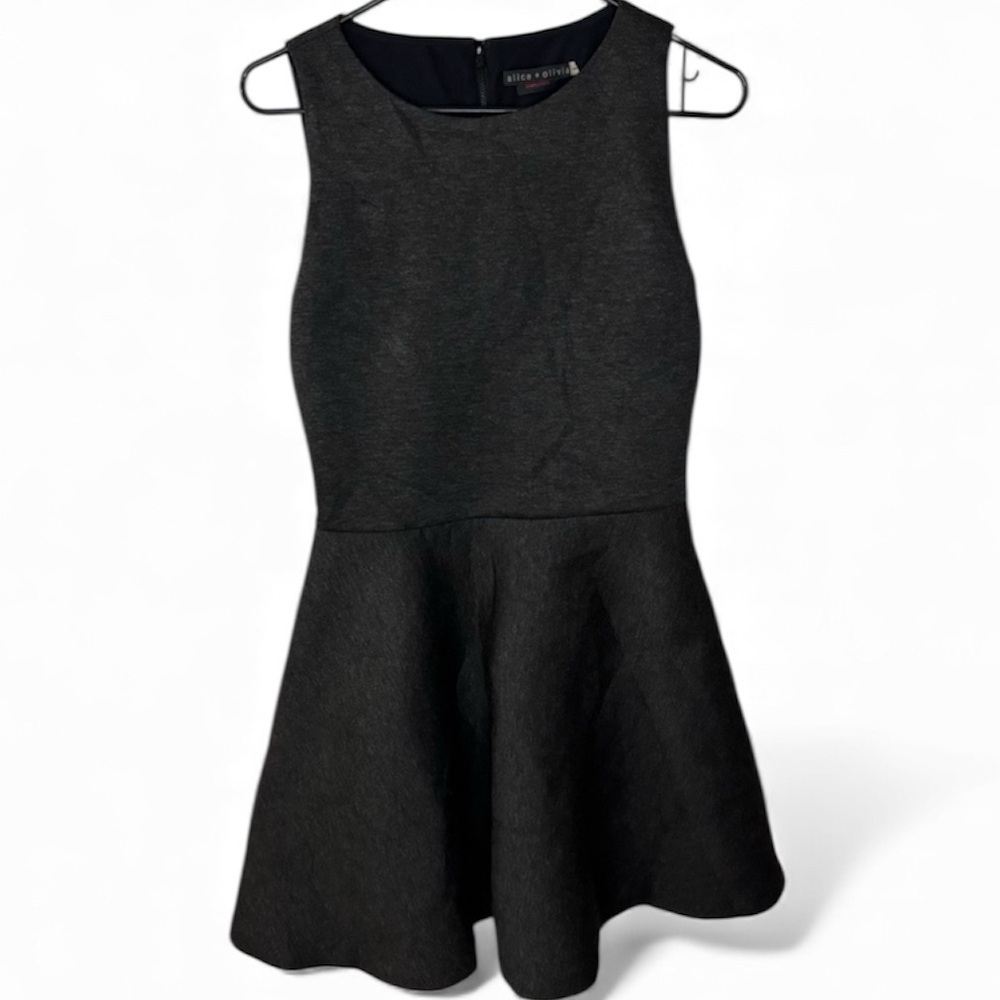 Alice + Olivia Viscose Charcoal Fit & Flare Sleeveless Dress